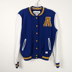 Vintage Inspired Varsity Letterman Jacket - Royal Blue & White with ‘A’ Patch, S